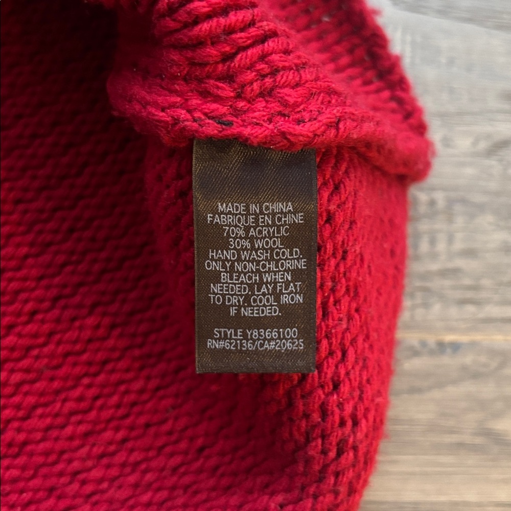 Guess | Red Knit Crochet Scoop Neck Sweater with Flutter Sleeves Y2K Medium - Picture 9 of 10